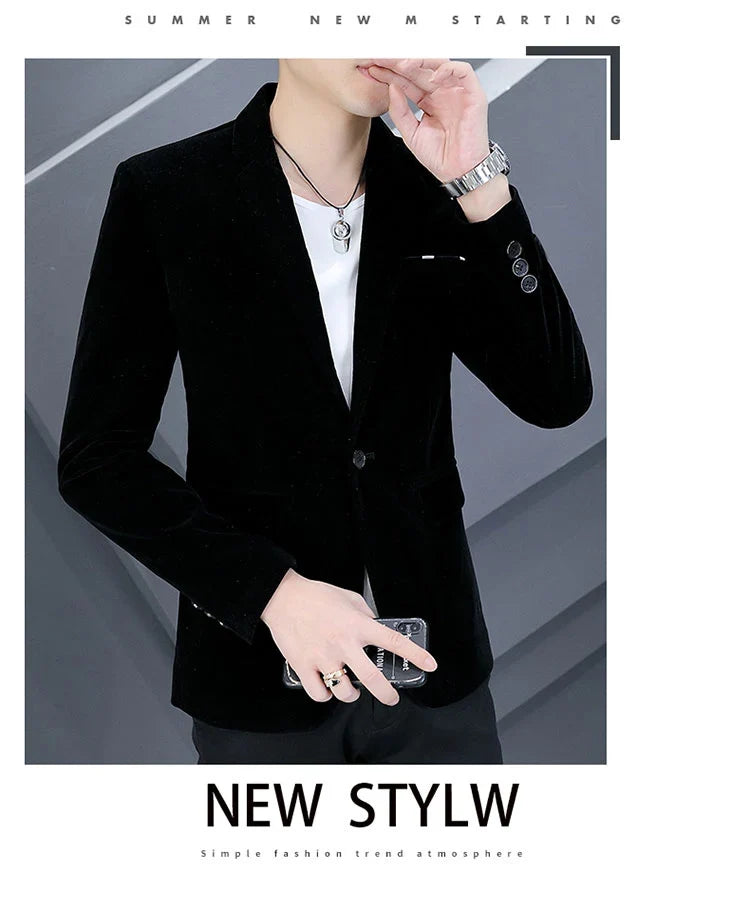 2025 Canary Suit Men's Velveteen Casual Small Suit British Style Business Single West Casual Clothes Trend Youth Handsome Shirt