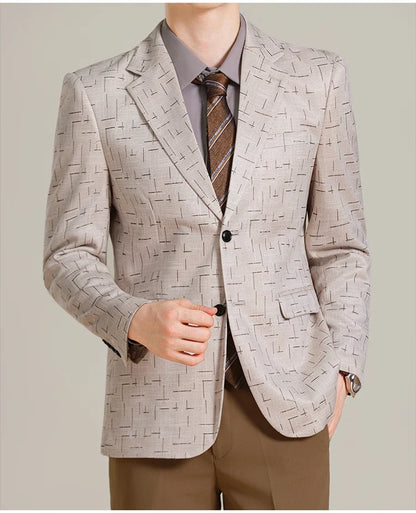 Autumn/Winter Korean Jacquard Casual Suit Jacket Men Slim Business Office Formal Suit Jackets Social Wedding Blazer Masculino