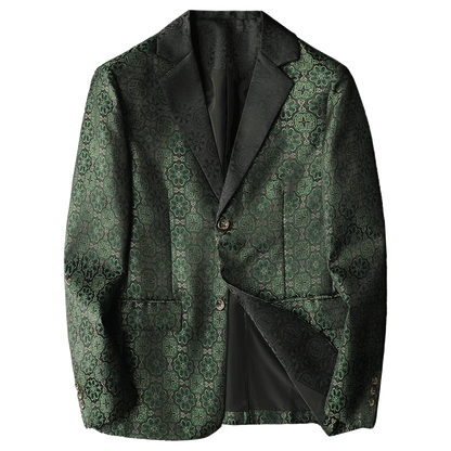 Luxury Vintage Jacquard Suit Jacket Men High Quality Casual Business Social Formal Jackets Banquet Party Host Wedding Blazers