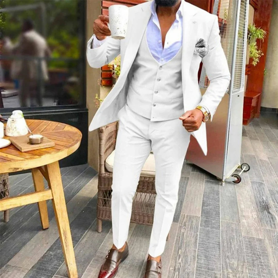 Slim Fit Men Suits for Wedding 3 Piece Casual Style Male Fashion Costume Jacket Waistcoat with Pants Groom Tuxedo