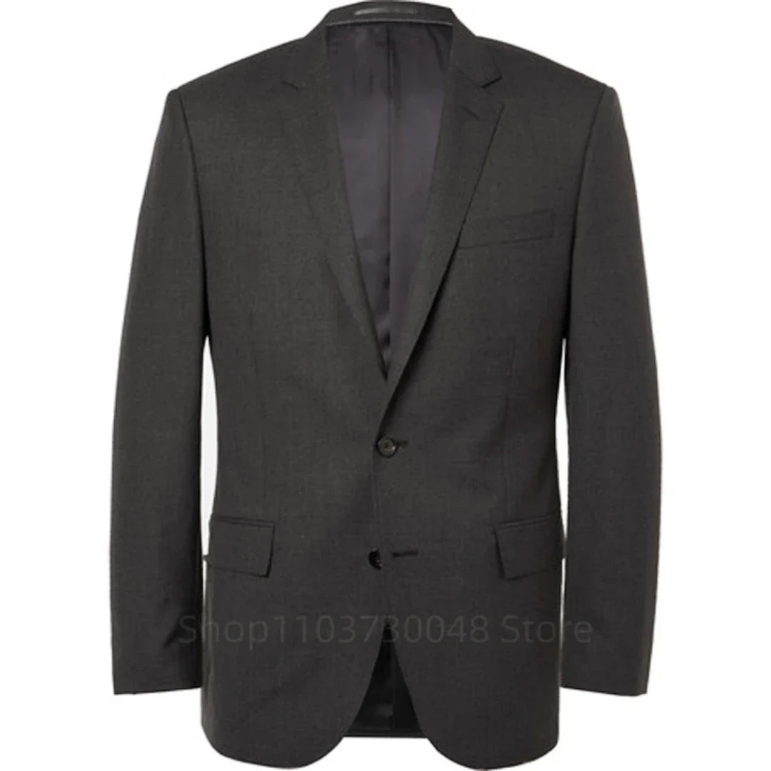 Smart Casual Gray Men's Suit Notch Lapel Two Buttons Jacket Pants Groom Wedding Prom Dinner Tuxedos Business 2-Piece Suits Set