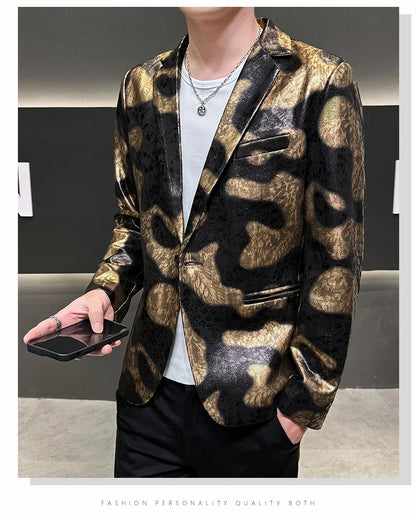 2026 Autumn Suede Men's Casual Suit Jacket Slim Fit Handsome High-quality Business Social Blazers Social Streetwear Dress Coat