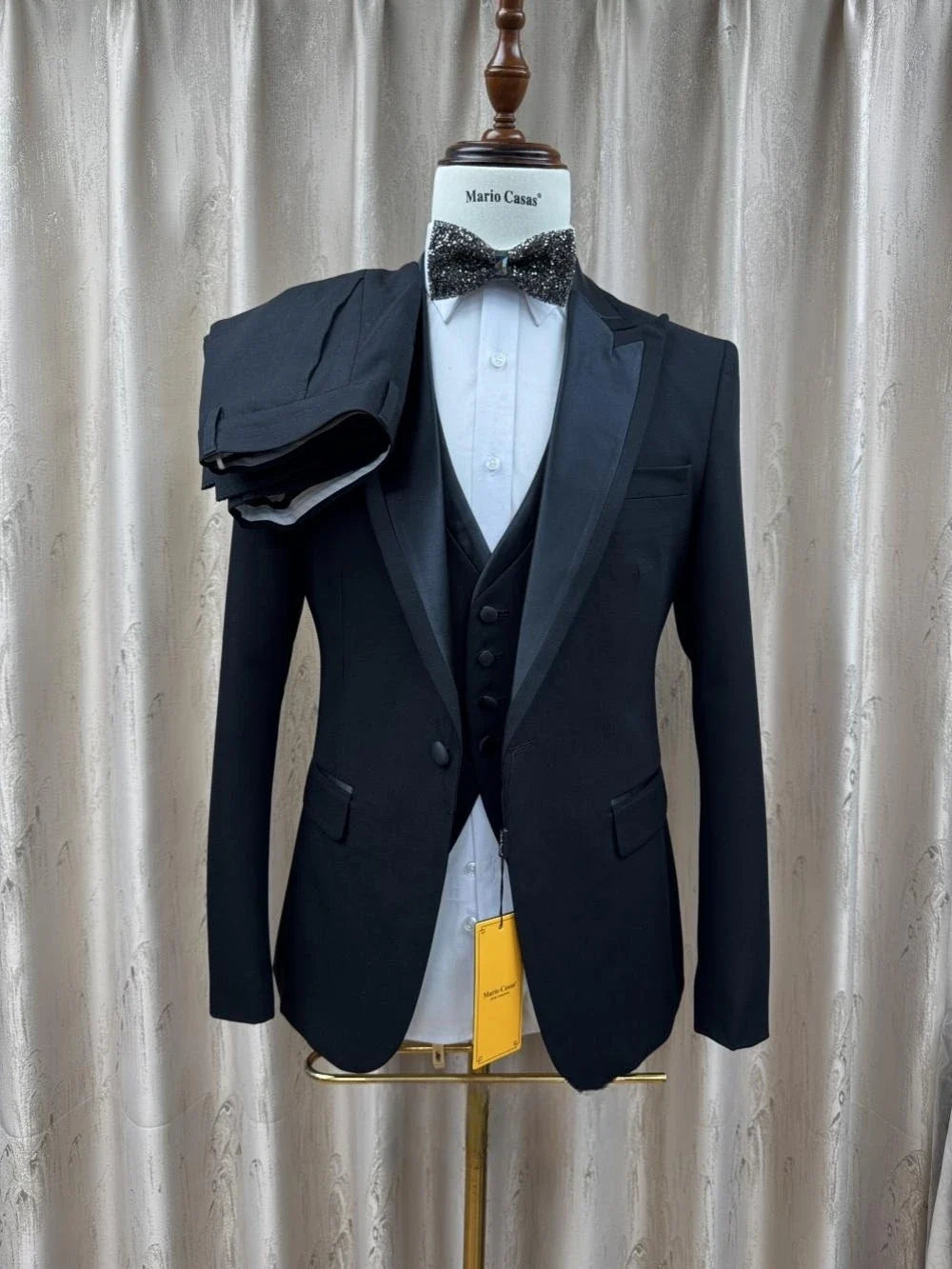 2026 New Black Suit Set 3 Pieces For Men Wedding Groom Sets Handsome Peak Lapel Men's Slim Fit Suits Birthday Party Outfit