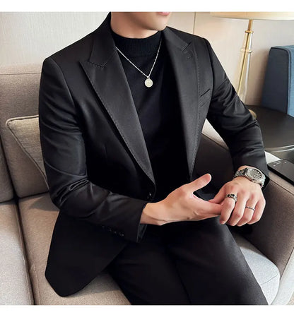 High Quality Solid Color Business Suit Jacket Men Fashion Casual Wedding Groom Suit Jackets Street Wear Social Blazer Masculino