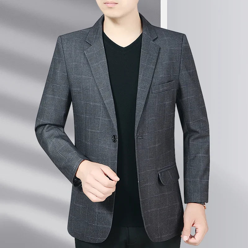 Blazer Men's Business Gentleman Wedding Fashionable Solid Color Best Man, Slimming and Casual Middle-aged and Elderly Blazer