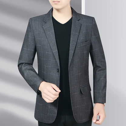 Blazer Men's Business Gentleman Wedding Fashionable Solid Color Best Man, Slimming and Casual Middle-aged and Elderly Blazer