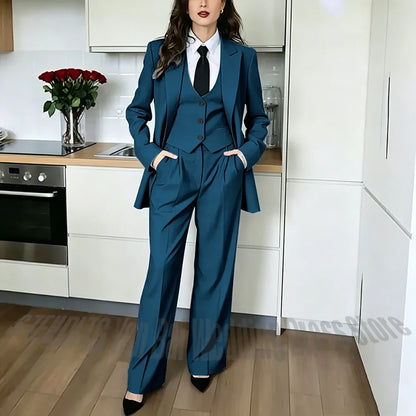 Classic Peaked Lapel Women's Pant Suits 3 Piece Formal Office Regular Fit Single Breasted Business Occasion Party Event Outfit