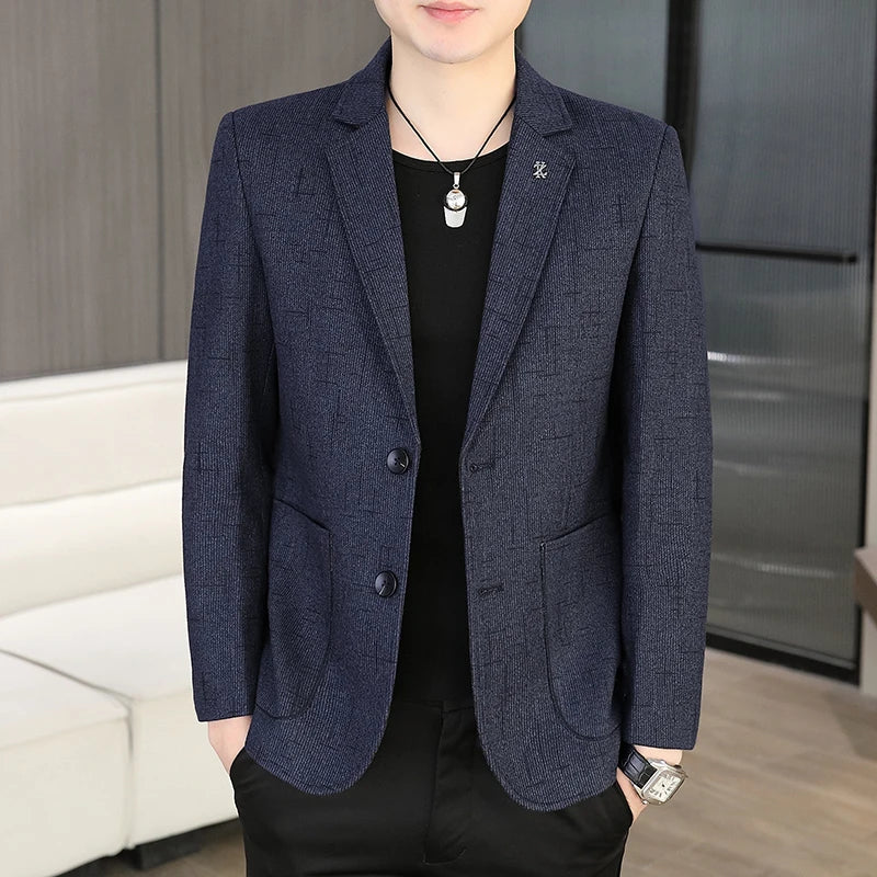 Blazer Men's Fashion Business Outdoor Travel Solid Color Trendy Wedding Youth Slimming Versatile Casual High Formal Wear Blazer