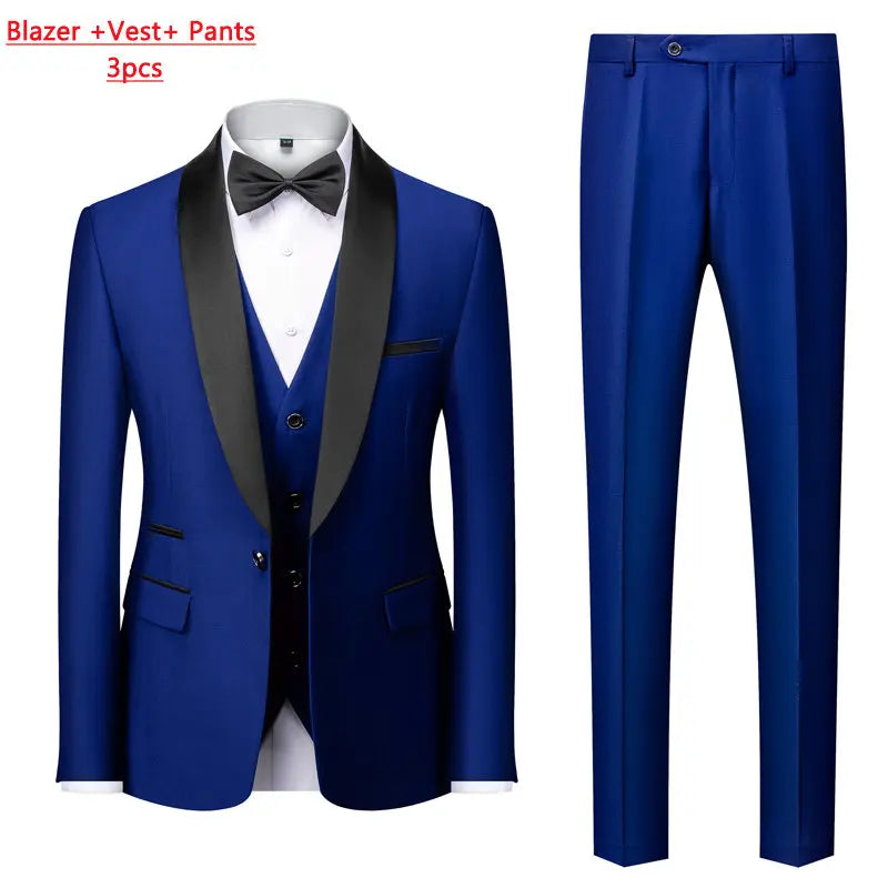 Men's Slim Fit Formal Suit Set – Blazer, Vest & Pants for Weddings & Parties