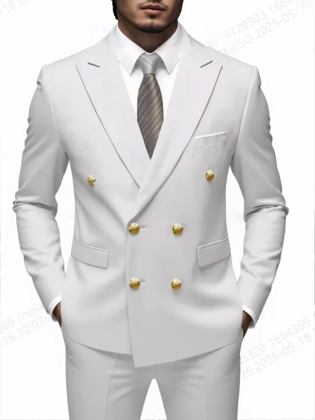 Fashion New Men's Leisure Boutique Business Banquet Solid Color Wedding Double Breasted Slim Fit Suit Blazers Jacket Pants