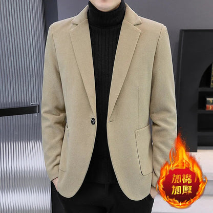 Blazer Men Fashionable Outdoor Wedding Versatile Slimming and Casual Korean Version Golden Mink Velvet Velvet and Cotton Blazer
