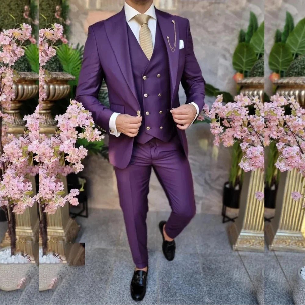Men's 3-Piece Suit Set Single Breasted Regular Fit – Multi-Color | Jacket, Pants & Vest