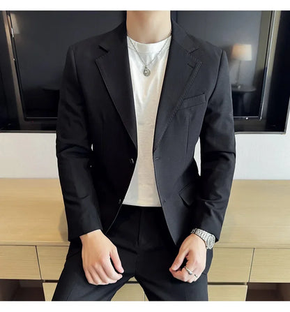 Tencel High Tech Fabric Men Spring Summer Thin Suits 2 Pieces (jacket+pants) Business Casual Office Wedding Groom Dress Suit