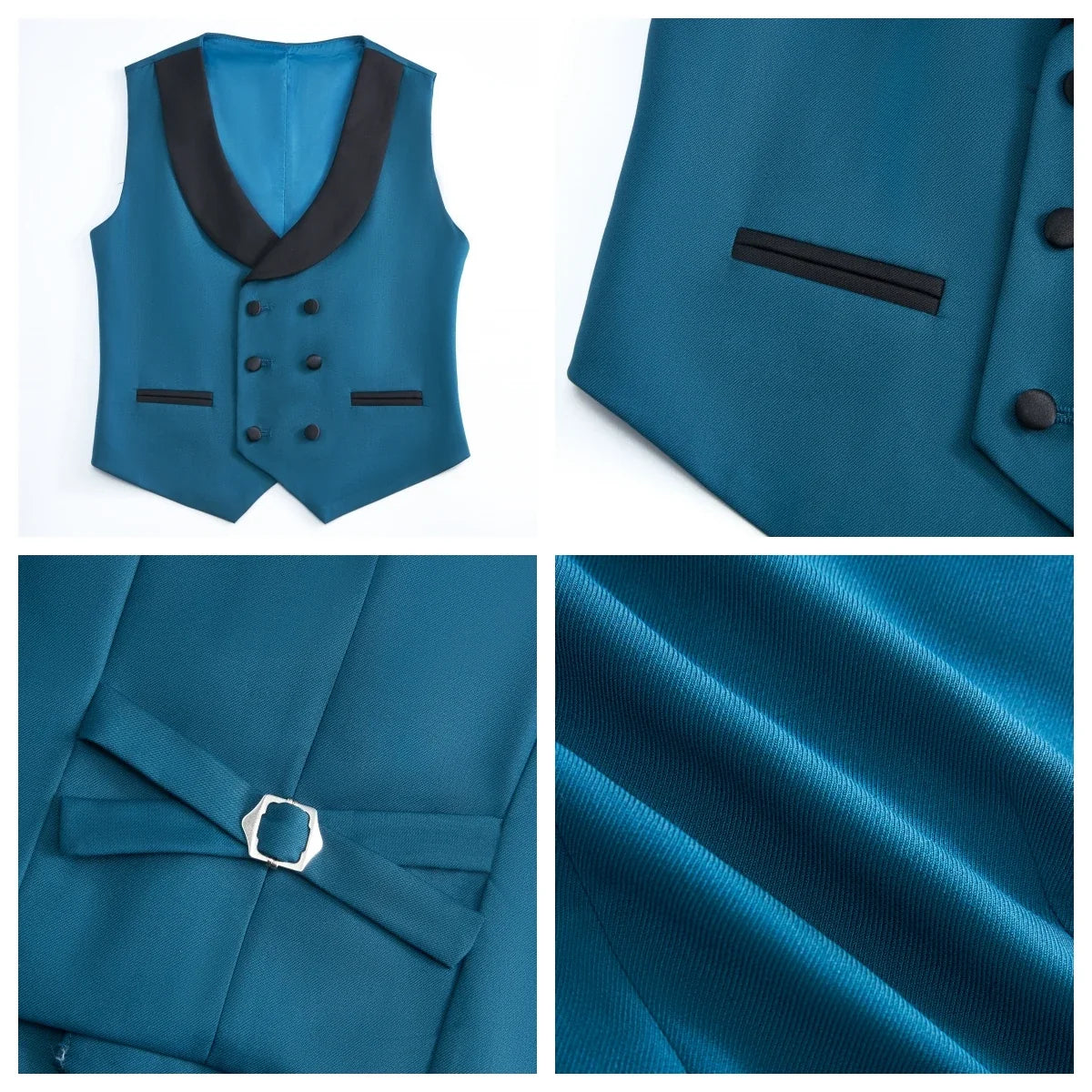 Boys 4-Piece Formal Suit Set for Kids Ages 3–14 | Solid Color Tuxedo with Blazer, Vest, Pants & Bow-Tie for Weddings & Special Occasions