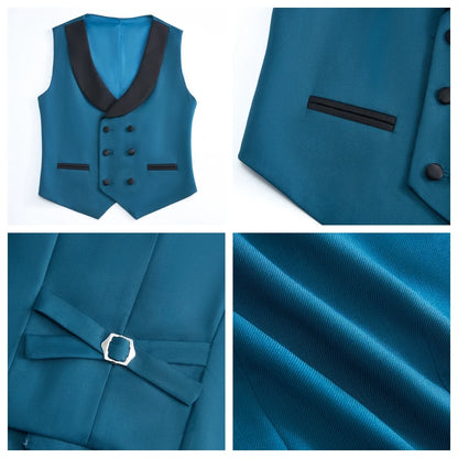 Boys 4-Piece Formal Suit Set for Kids Ages 3–14 | Solid Color Tuxedo with Blazer, Vest, Pants & Bow-Tie for Weddings & Special Occasions