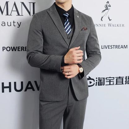 High-quality men's fashionable, stylish and casual new men's formal evening dress three-piece set casual suit