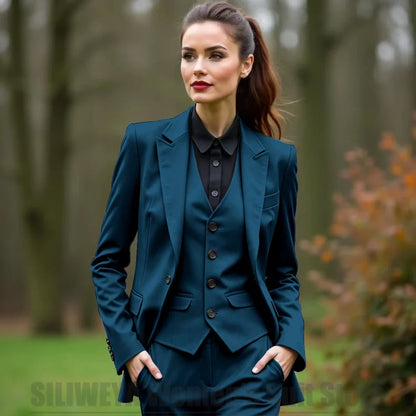 Women 3 Piece Suit Set Blazer Vest Pants Slim Fit Office Business Party Formal Attire Customizable Size for Ladies
