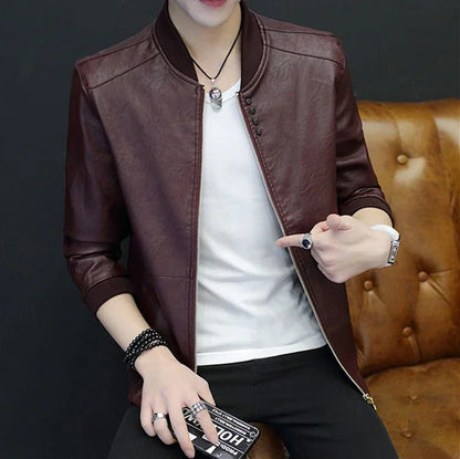 Brown Casual Men's Suit Jackets Trendy 2025 Korean Style Clothes Male Leather Blazer Single Models Luxury Designer Menswear Coat