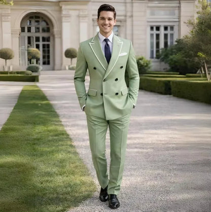Men Suits 2 Pieces Blazer Pant Set for Groom Prom Formal Double Breasted Wedding Tuxedo Slim Fit Party Suit for Men