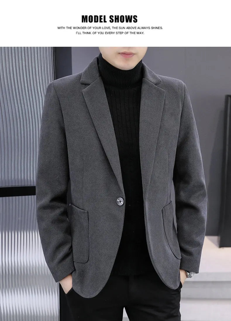 Blazer Men Fashionable Outdoor Wedding Versatile Slimming and Casual Korean Version Golden Mink Velvet Velvet and Cotton Blazer