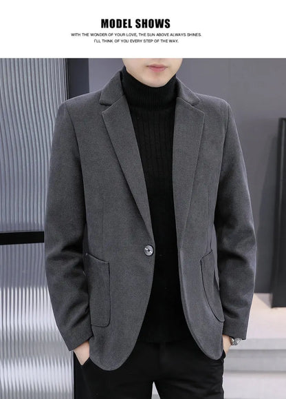 Blazer Men Fashionable Outdoor Wedding Versatile Slimming and Casual Korean Version Golden Mink Velvet Velvet and Cotton Blazer