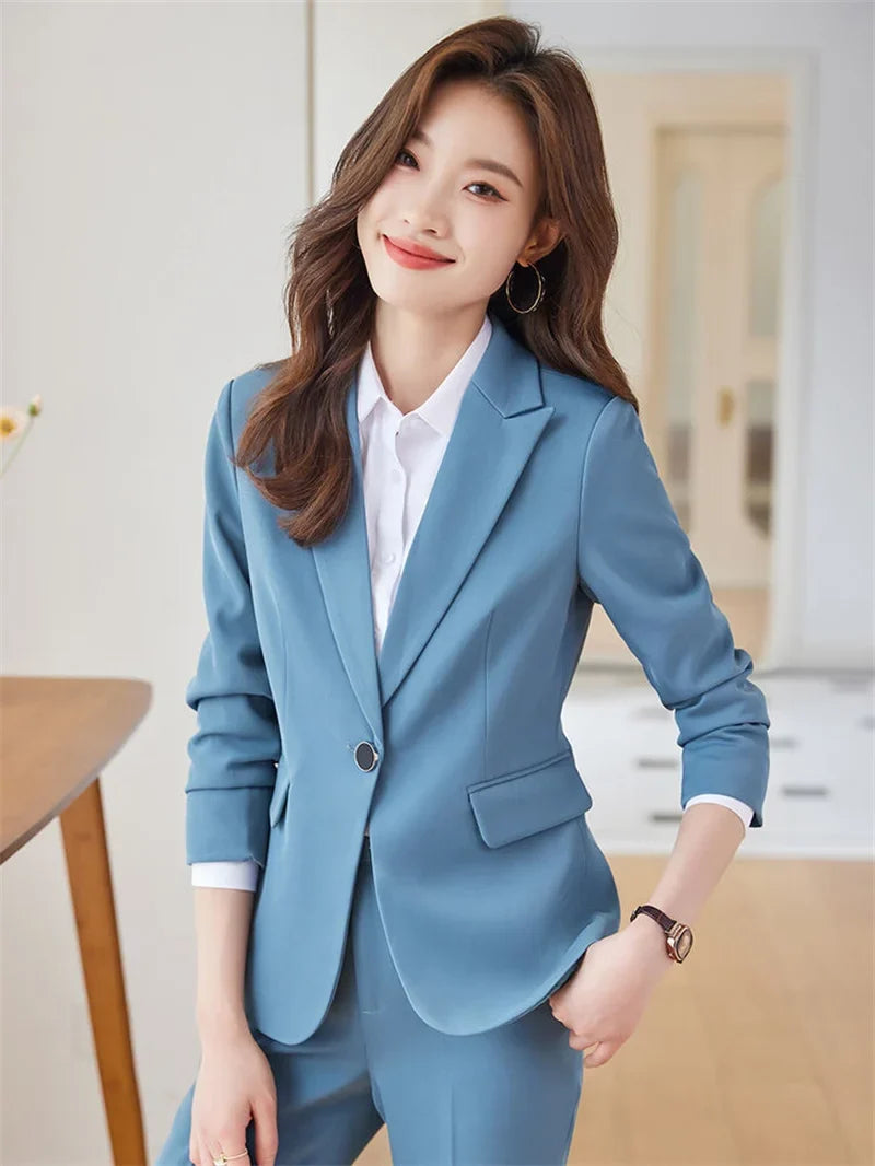 2025 Fashion Black Women Pant Suit 2 Piece Set Office Ladies Female Business Work Wear Formal Blazer Jacket And Trouser
