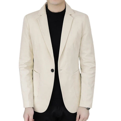 Blazer Men's Business Gentleman Wedding Fashion Best Man Solid Color Slim Fit Casual Mink Velvet with Cotton Thickened Blazer