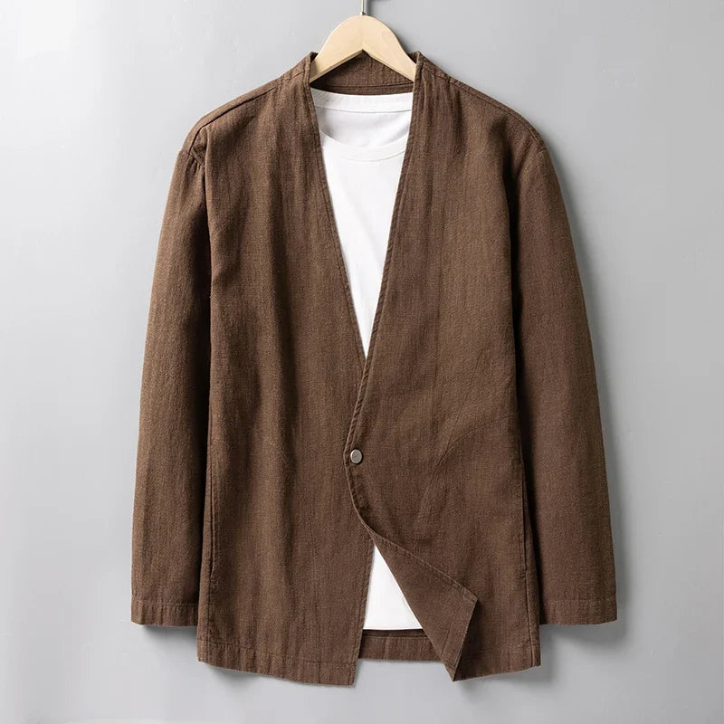 Cotton 30%, Hemp 70%, Blazer Men Fashionable Business Gentleman Casual Gathering Trendy Versatile and Breathable Relaxed Blazer