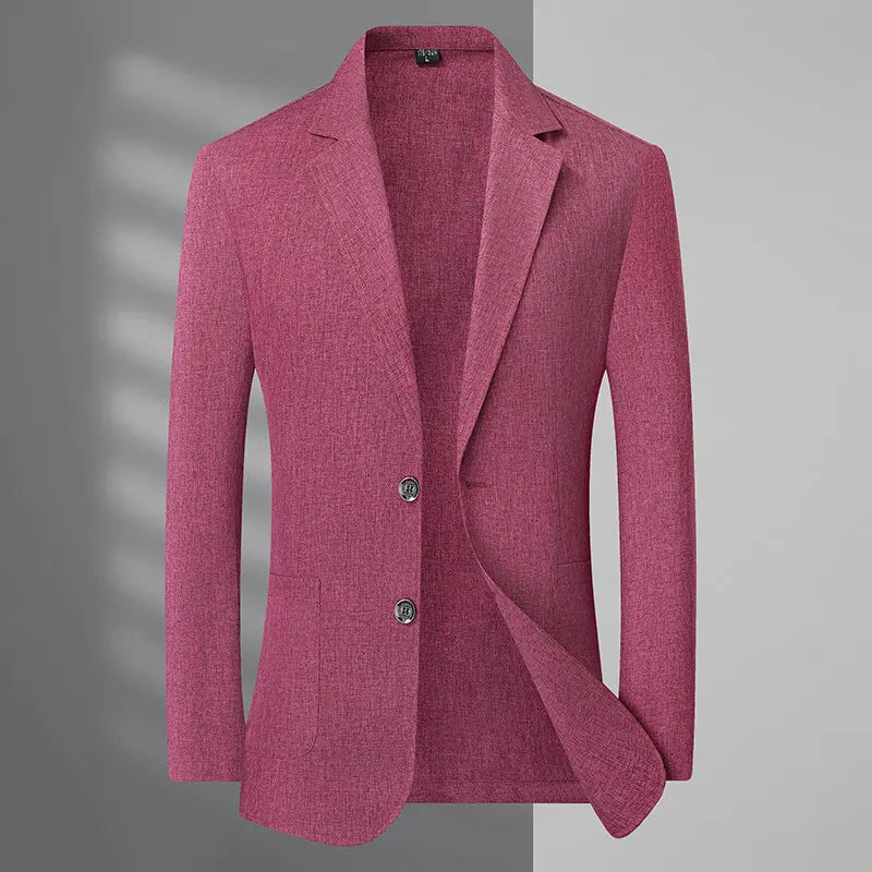 A fashionable and stylish men's sun-protective suit with a linen collar and two buttons, along with a sun-protective jacket
