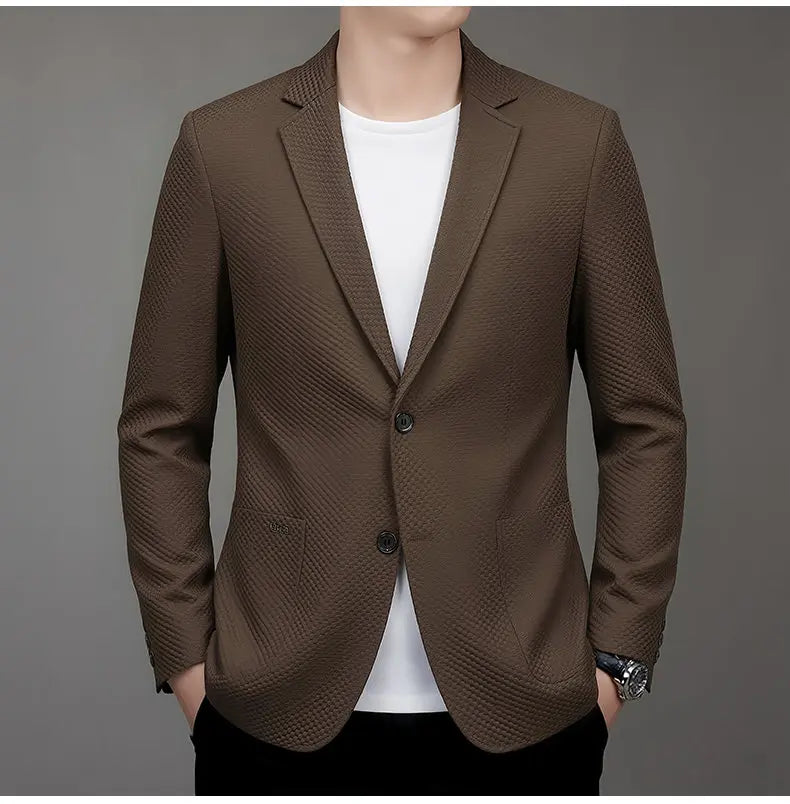 Men's Slim Fit Plaid Blazer for Weddings, Business & Casual Wear – Single Breasted