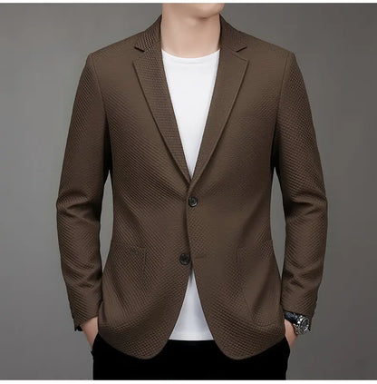 Men's Slim Fit Plaid Blazer for Weddings, Business & Casual Wear – Single Breasted