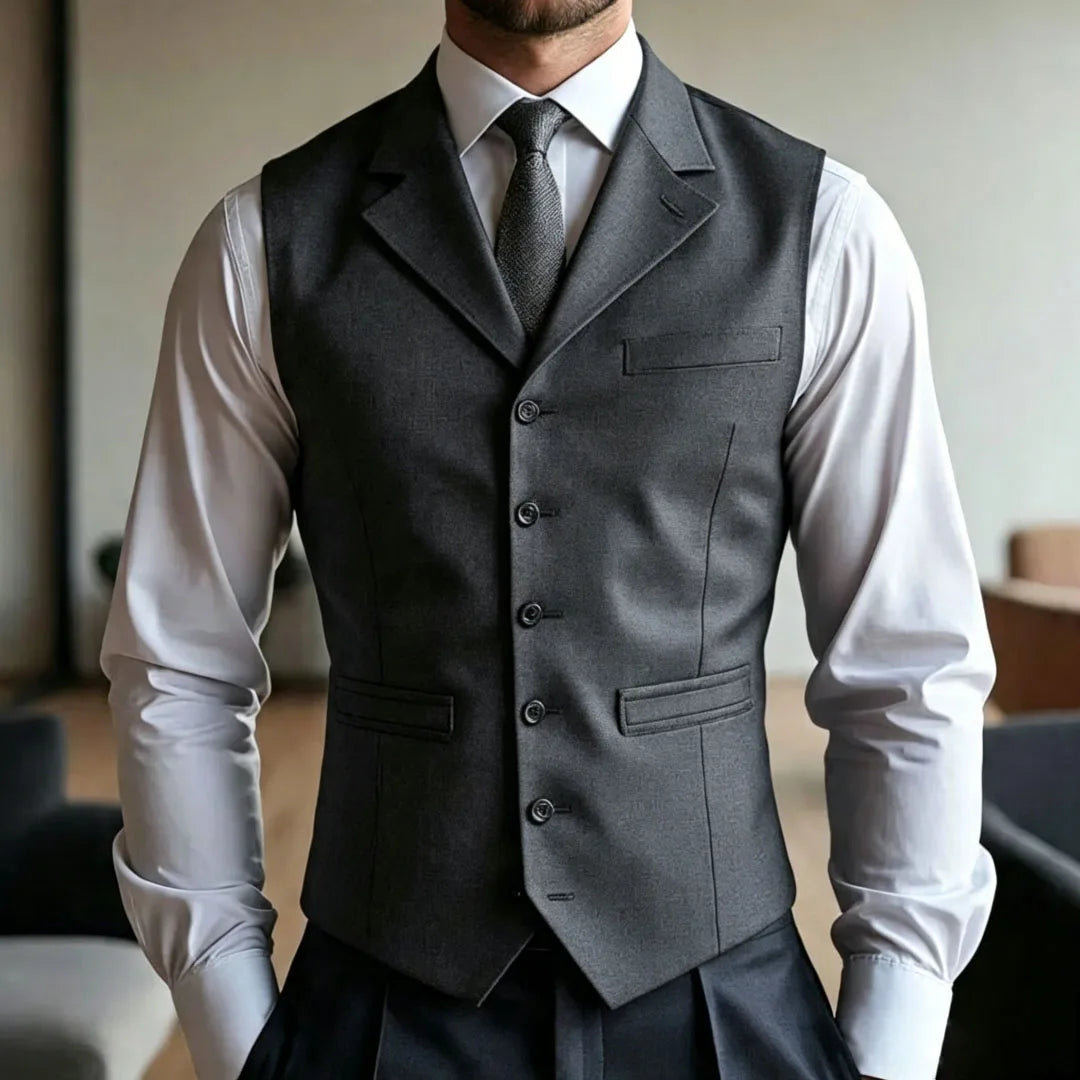 Men's Formal Vest – Single Breasted Suit Waistcoat for Weddings & Business