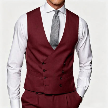 Men's Suit Vest Double Breasted Lapel Waistcoat for Wedding & Business
