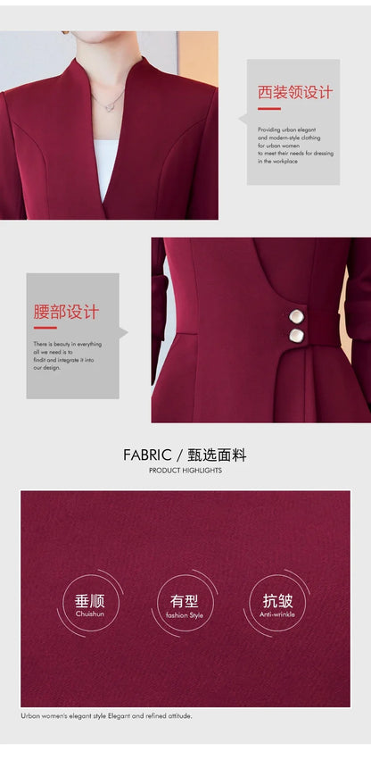 Long-Sleeved Suit for Women, Elegant Jacket and Trousers, Business and Work Uniform, Office Ladies, Special Fashion, 2025