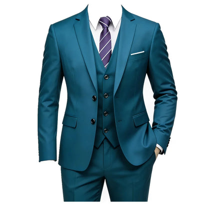 Classic Men'S 3Piece Suit Set, Consisting of a Suit Jacket, Vest, And Trousers. Suitable for Weddings, Business, Evening Parties