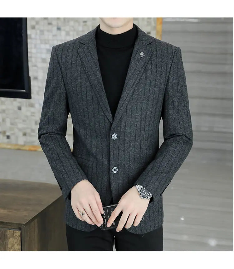 M-8XL Blazer Men's Business Gentleman Korean Wedding Fashion Trend, Slim Fit, Versatile, High-end Casual, Woolen Blazer
