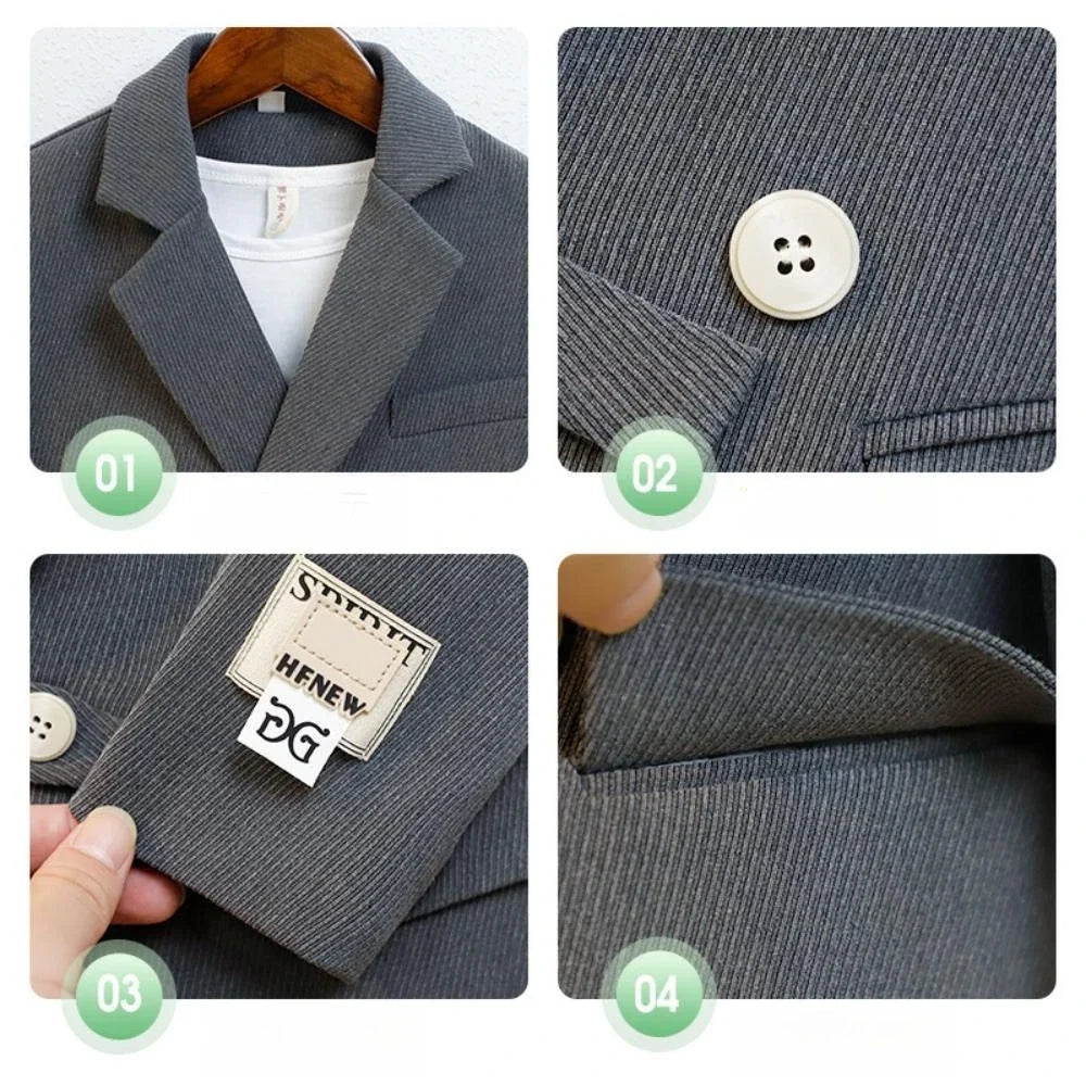 Handsome Kids Casual Suits 3 Pieces Stage Performance Wear,Spring Autumn Boys Suit Set Holiday Outfit 80-150cm