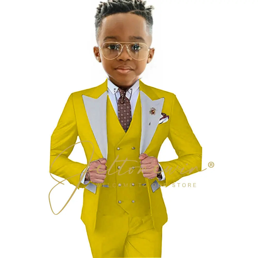 Suits For Boy Jacket Vest Pants 3 Pieces Dark Green Birthday Costume Flower Boys Formal Party Suit Kids Wedding Suit Tuxedo