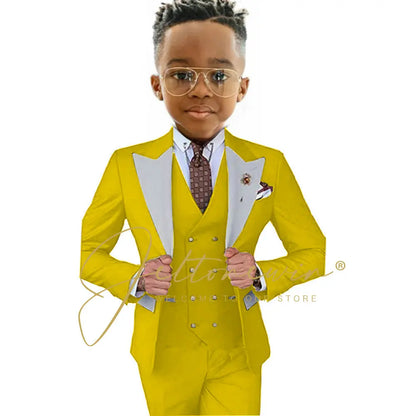 Suits For Boy Jacket Vest Pants 3 Pieces Dark Green Birthday Costume Flower Boys Formal Party Suit Kids Wedding Suit Tuxedo