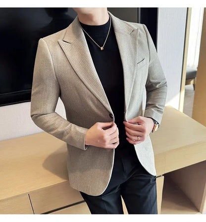 Men's Blazer Single Breasted Slim Fit Korean Style Casual Suit Jacket