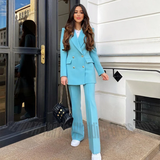 Hot Sale Women Blazer 2 Piece Suit Set Peak Lapel Slim Fit Elegant Office Business Formal Outfit Ladies Fashion Work Wear