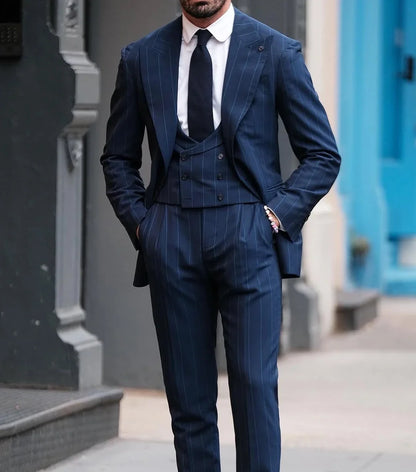 Formal Men's Suit 3 Pieces Blazer Pants Pointed Lapel Business Buckle Work Wear Modern Wedding Groom Groomsman Customized
