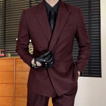 Business Mens Banquet Wedding Suits Set Italian Style Single Button Classic Slim Male Blazers Suit Pant Two-Piece Set Outfits