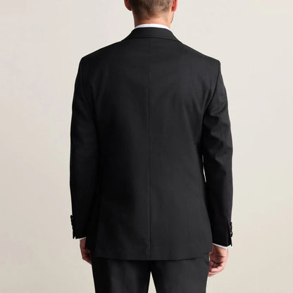 Men Suit Black 2 Pcs Single Breasted With Bright Lapel For Wedding Groom Birthday Banquet Party Prom Business Work Jacket Pants