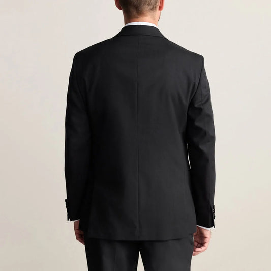 Men Suit Black 2 Pcs Single Breasted With Bright Lapel For Wedding Groom Birthday Banquet Party Prom Business Work Jacket Pants