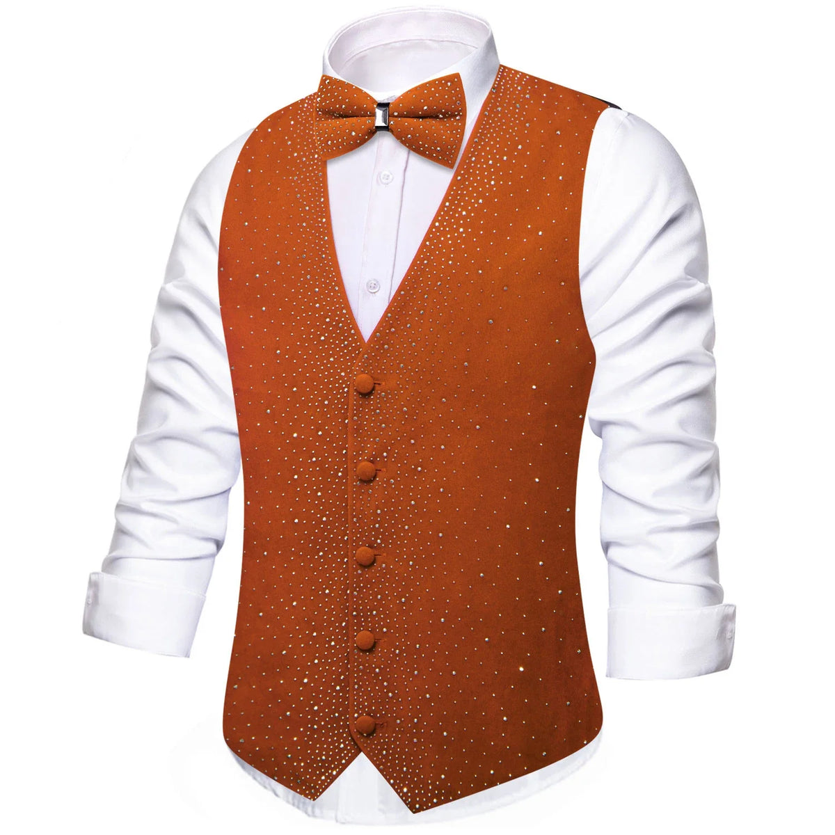 Men's Sequined Suit Vest & Bow Tie 3-Piece Set Black Green Red for Weddings & Evening Parties
