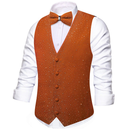 Men's Sequined Suit Vest & Bow Tie 3-Piece Set Black Green Red for Weddings & Evening Parties
