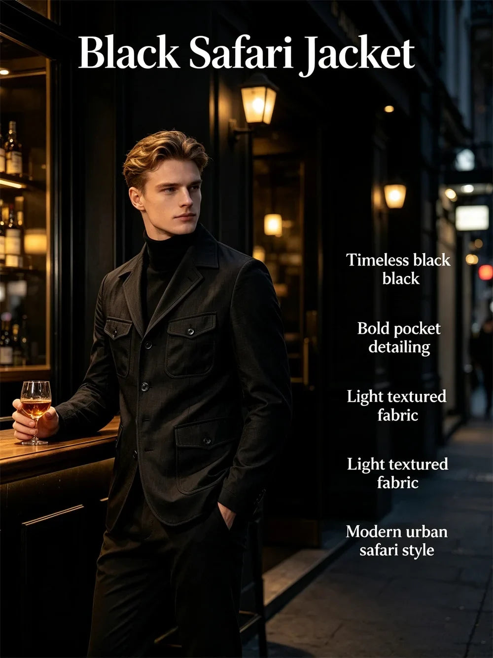 Men's Linen Safari Blazer Four Flap Pockets Slim Soft Jacket Casual Business Coat For Street Outdoor Vacation Party Daily Travel