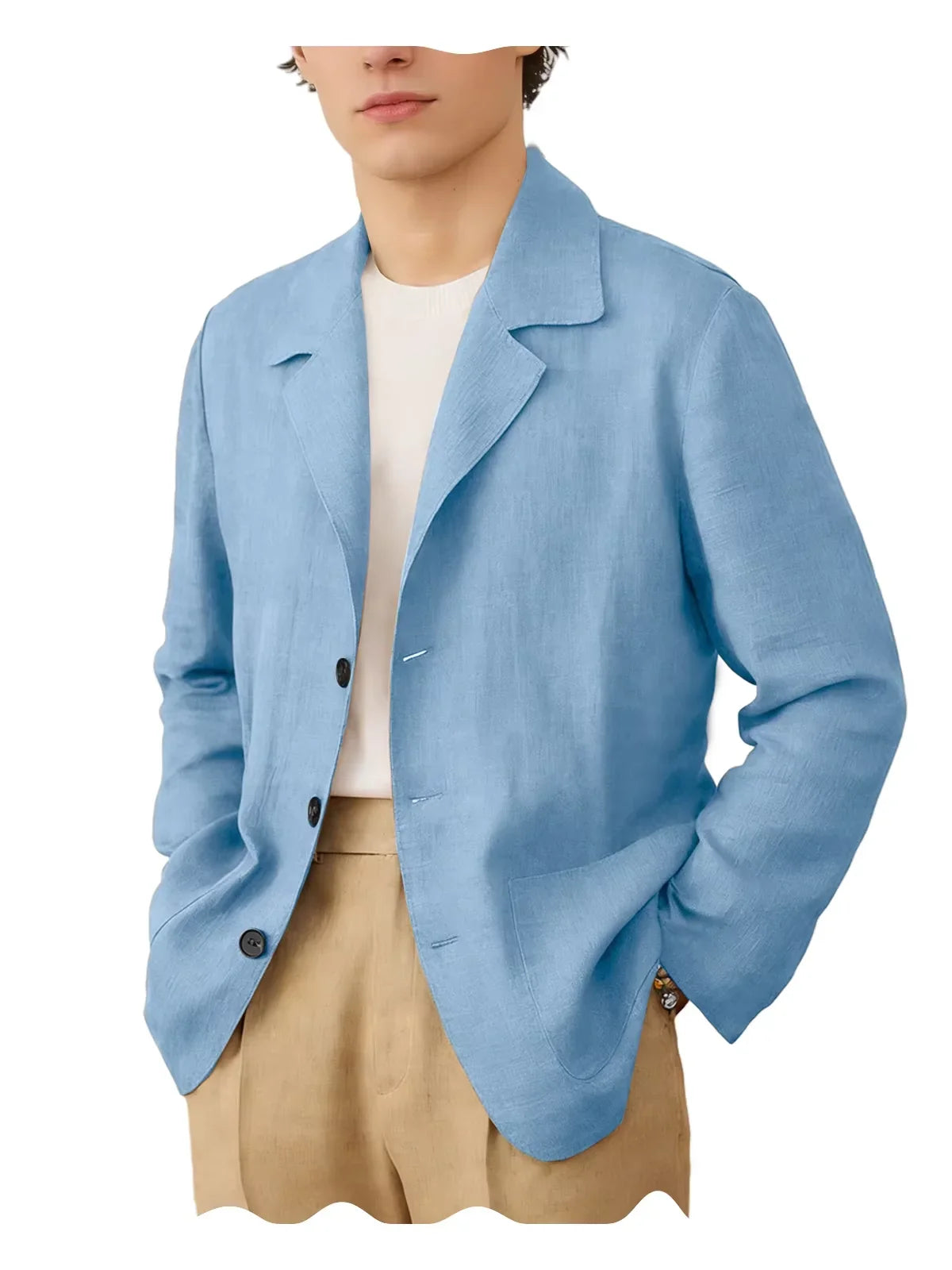 Blazer Men Linen Cotton Single Breasted Classic Fit Lightweight Summer Sport Coat for Beach and Casual Wear