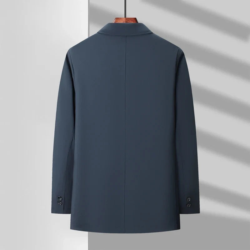 Men's 2025 Spring Fashion Handsome Trend Solid Color All-in-One Casual Business Jacket Loose Simple Lapel Top Coat